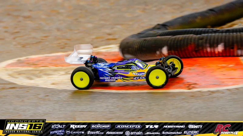 Evan Cook's Team Associated RC car at the JConcepts INS16 Hoosier Hobbyplex Finals