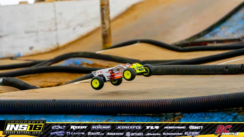 Kraig Obrien's Team Associated RC car at the JConcepts INS16 Hoosier Hobbyplex Finals