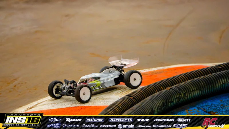 Leo Dake's R1Wurks RC car at the JConcepts INS16 Hoosier Hobbyplex Finals
