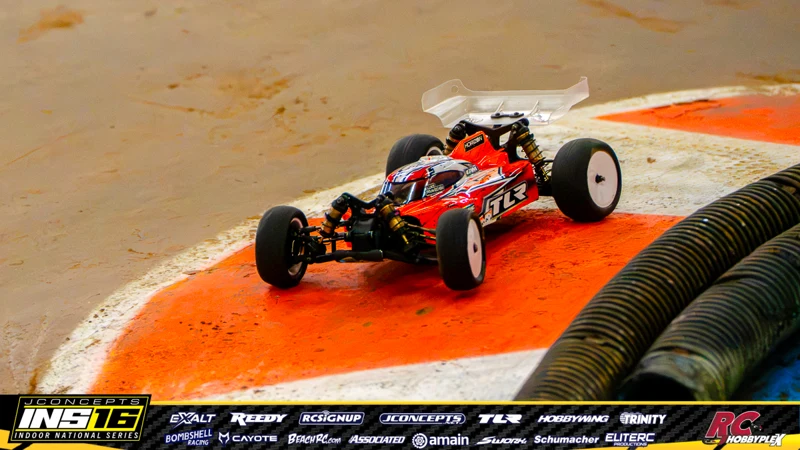 Luke Pravechek's TLR RC car at the JConcepts INS16 Hoosier Hobbyplex Finals