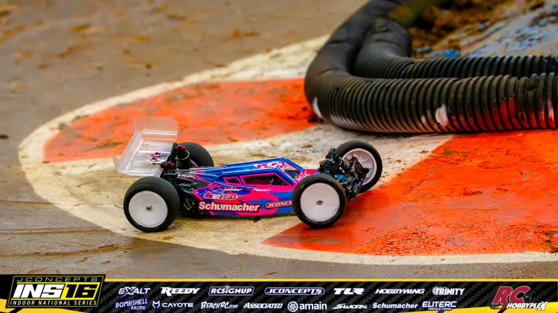 Maccoy Martin's Schumacher RC car at the JConcepts INS16 Hoosier Hobbyplex Finals