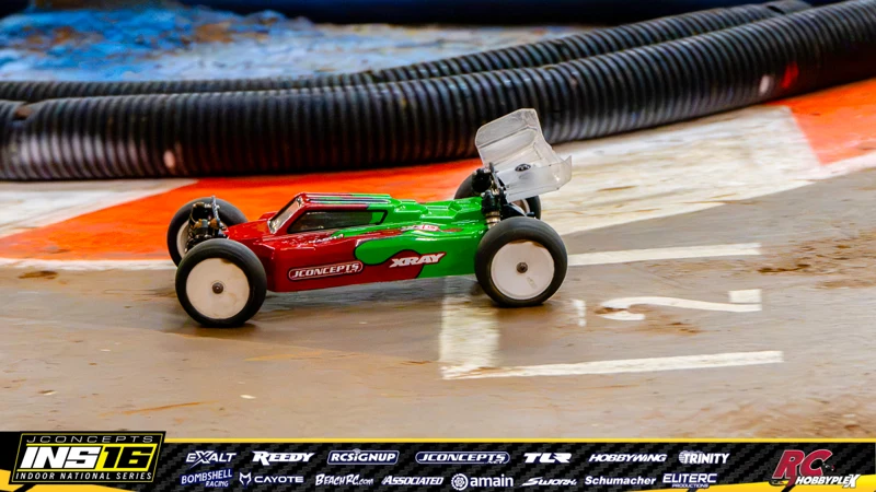 Mark Decker's XRAY RC car at the JConcepts INS16 Hoosier Hobbyplex Finals