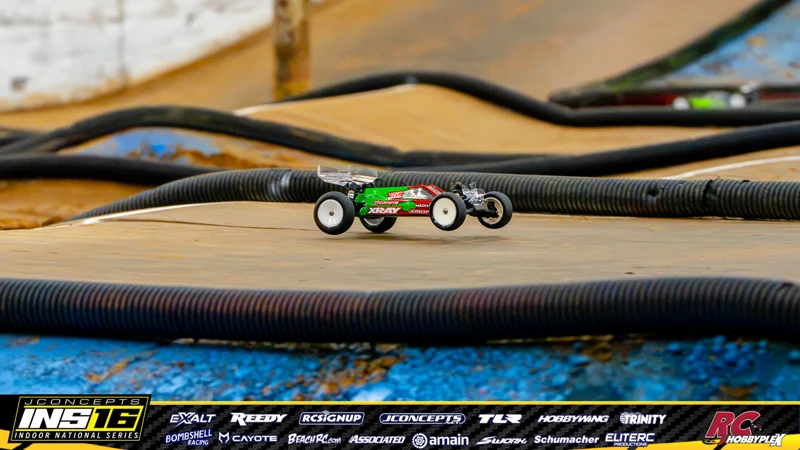 Mark Decker's XRAY RC car at the JConcepts INS16 Hoosier Hobbyplex Finals