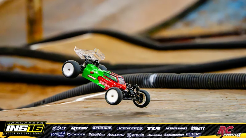 Mark Decker's XRAY RC car at the JConcepts INS16 Hoosier Hobbyplex Finals