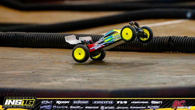 Mike Cook's Team Associated RC car at the JConcepts INS16 Hoosier Hobbyplex Finals