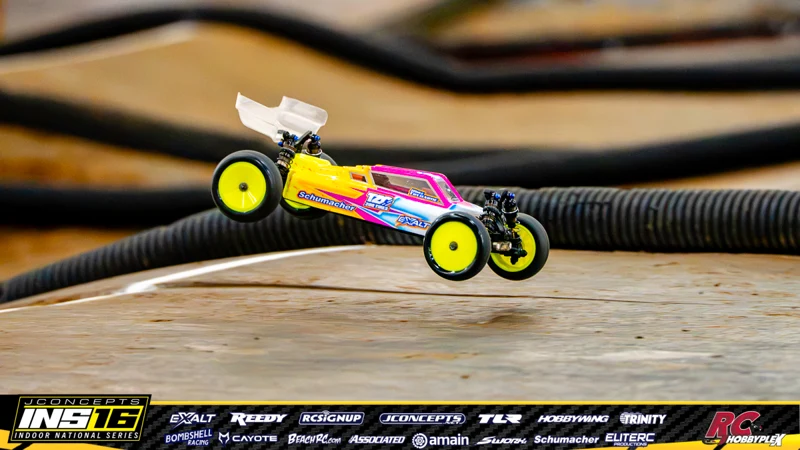 Mike Treharne's Schumacher RC car at the JConcepts INS16 Hoosier Hobbyplex Finals