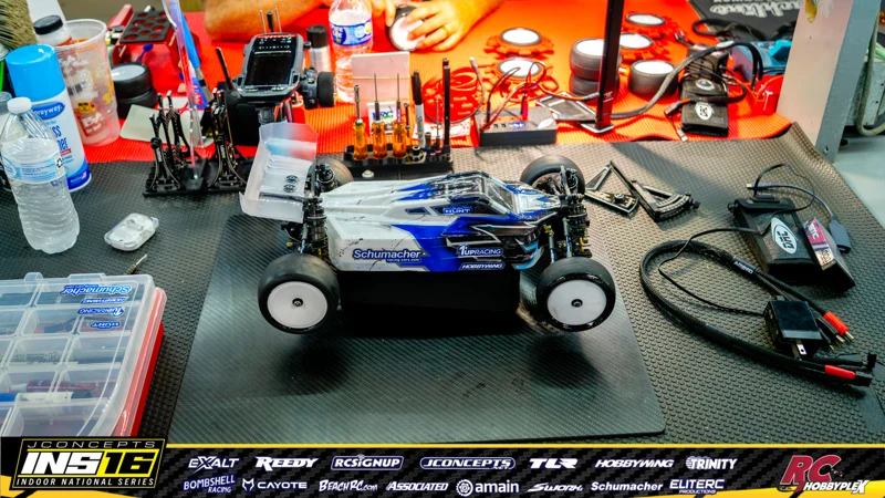 Nolan Hunt's Schumacher RC car at the JConcepts INS16 Hoosier Hobbyplex Finals