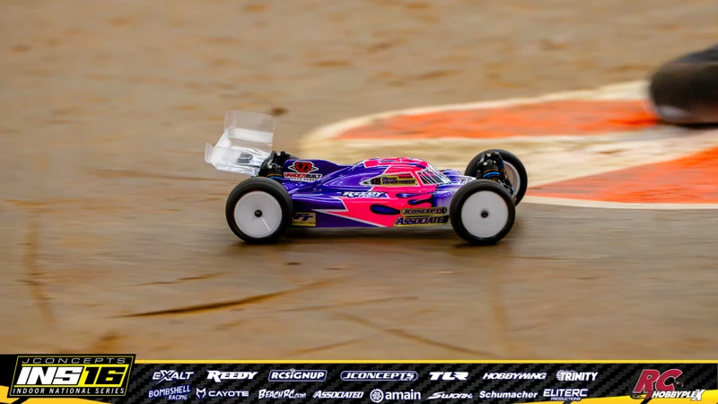 Owen Vanderbeek's Team Associated RC car at the JConcepts INS16 Hoosier Hobbyplex Finals