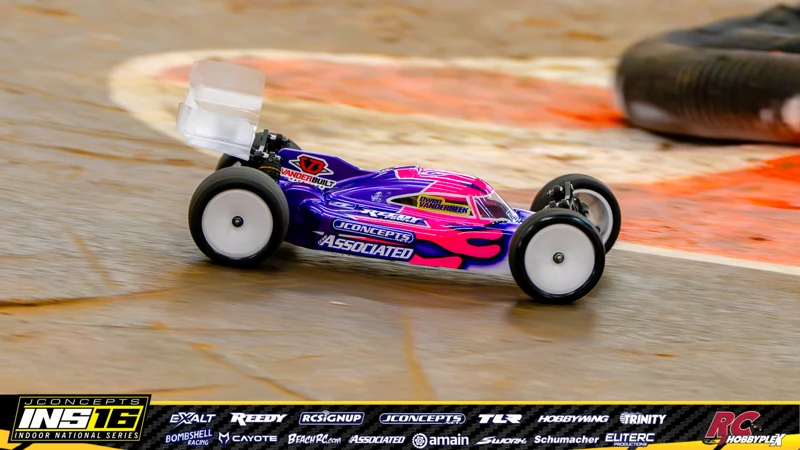 Owen Vanderbeek's Team Associated RC car at the JConcepts INS16 Hoosier Hobbyplex Finals