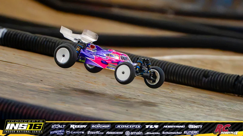 Owen Vanderbeek's Team Associated RC car at the JConcepts INS16 Hoosier Hobbyplex Finals