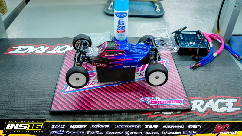 Reyna Chodara's Team Associated RC car at the JConcepts INS16 Hoosier Hobbyplex Finals