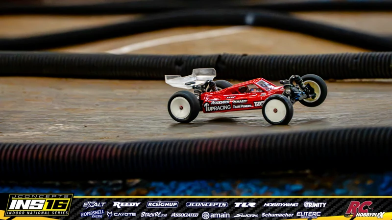 Sammy Moran's Team Associated RC car at the JConcepts INS16 Hoosier Hobbyplex Finals