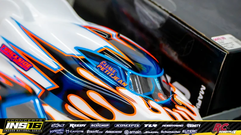 Shane Petitjean's TLR RC car at the JConcepts INS16 Hoosier Hobbyplex Finals
