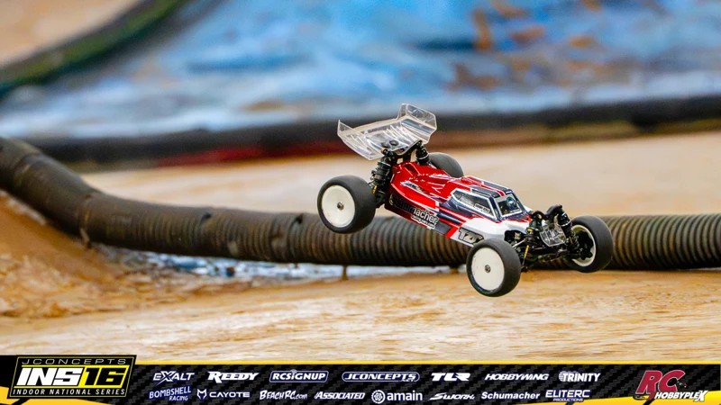 Shawn Volle's Schumacher RC car at the JConcepts INS16 Hoosier Hobbyplex Finals