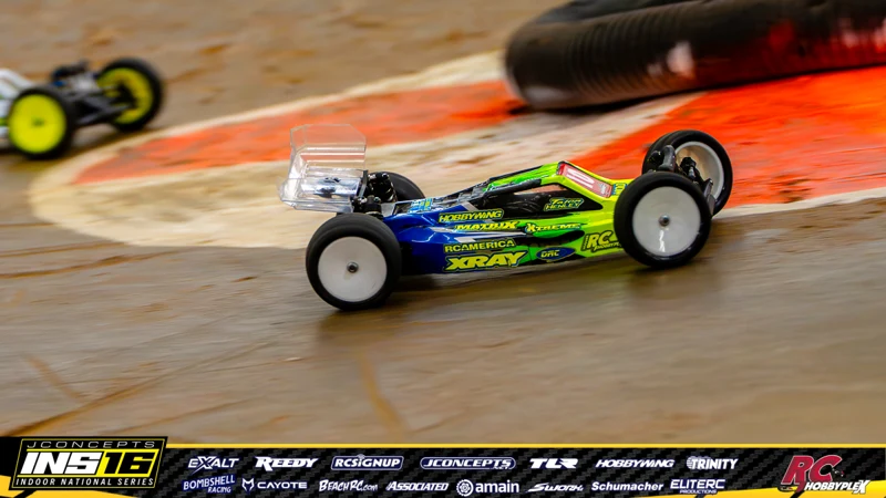 Talon Henley's XRAY RC car at the JConcepts INS16 Hoosier Hobbyplex Finals