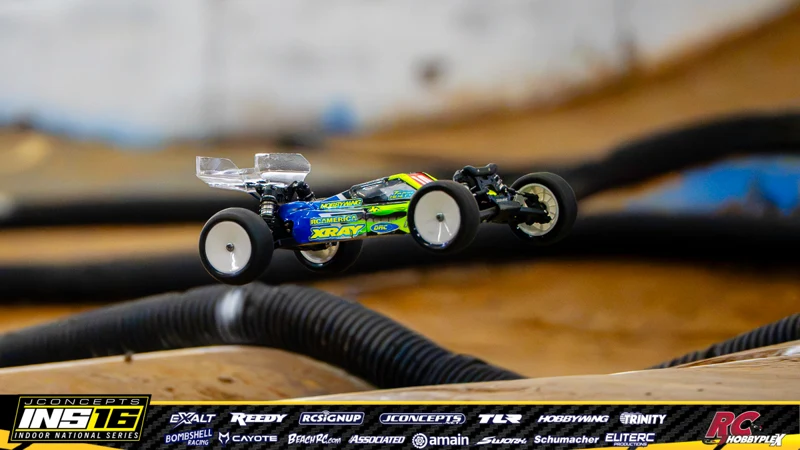 Talon Henley's XRAY RC car at the JConcepts INS16 Hoosier Hobbyplex Finals