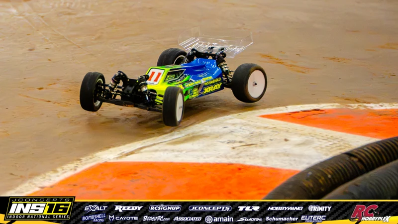 Talon Henley's XRAY RC car at the JConcepts INS16 Hoosier Hobbyplex Finals