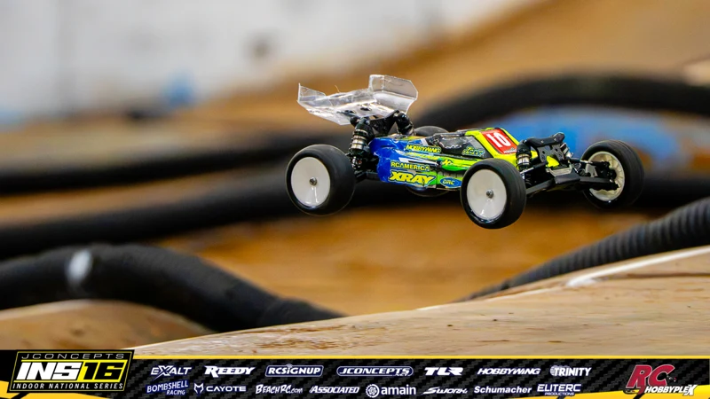 Talon Henley's XRAY RC car at the JConcepts INS16 Hoosier Hobbyplex Finals