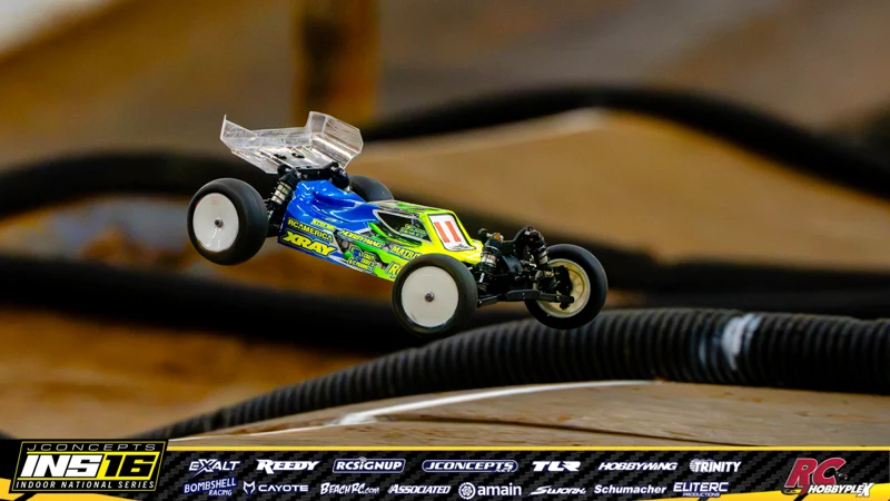 Talon Henley's XRAY RC car at the JConcepts INS16 Hoosier Hobbyplex Finals
