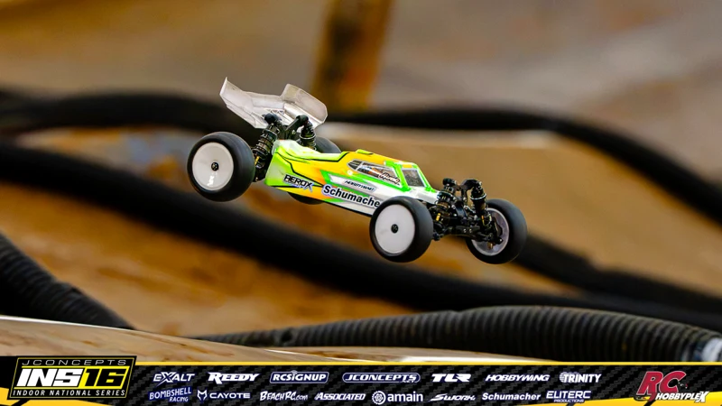 TJ Williams's Schumacher RC car at the JConcepts INS16 Hoosier Hobbyplex Finals