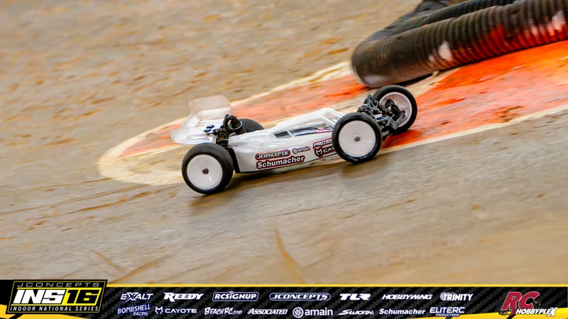 Tom Rinderknecht's Schumacher RC car at the JConcepts INS16 Hoosier Hobbyplex Finals
