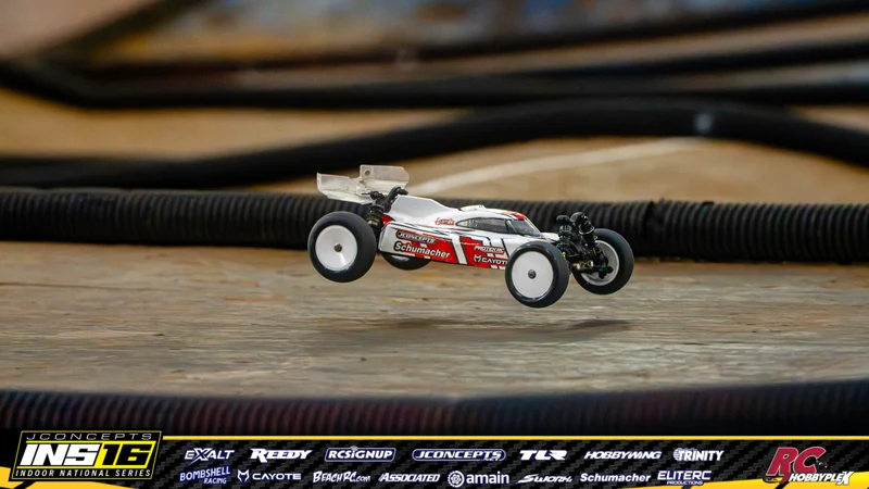 Tom Rinderknecht's Schumacher RC car at the JConcepts INS16 Hoosier Hobbyplex Finals