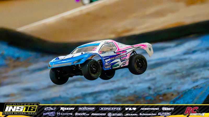 Tyler Marg's PR Racing RC car at the JConcepts INS16 Hoosier Hobbyplex Finals