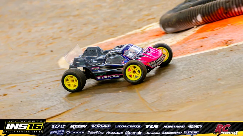 Tyler Marg's PR Racing RC car at the JConcepts INS16 Hoosier Hobbyplex Finals