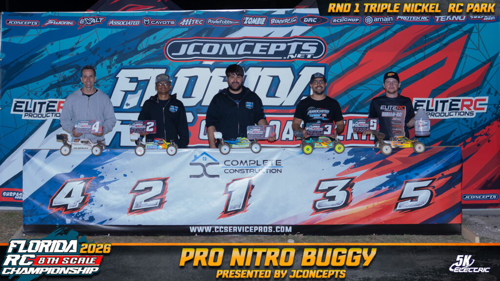 1) Julien Oliveras (Team Associated)  Gabriel Santiago (Tekno)  Renato Tradardi Jr. (Team Associated)  Billy Easton (Serpent)  Trent Walker (Mayako)
