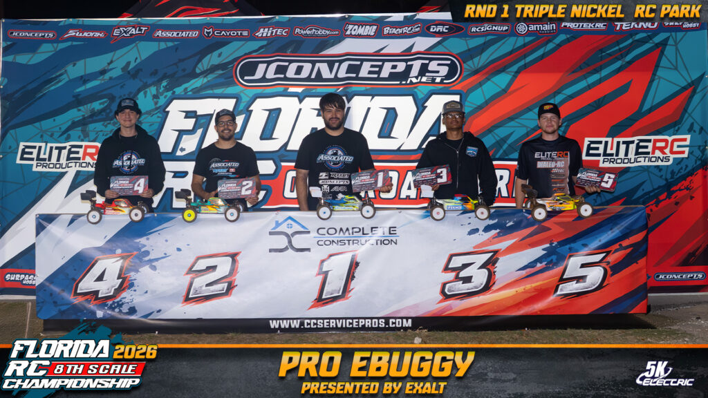 1) Julien Oliveras (Team Associated)  Renato Tradardi Jr. (Team Associated)  Gabriel Santiago (Tekno)  Donato Tradardi (Team Associated)  Trent Walker (Mayako)