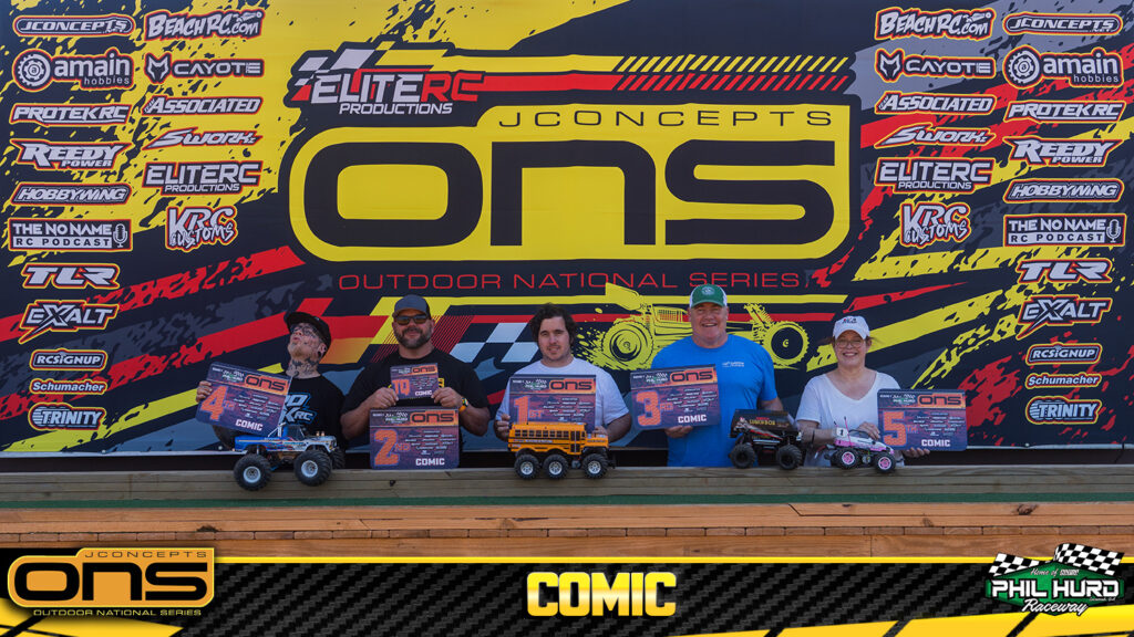 1st Jason Boulanger, 2nd Nicholas Sackandy, 3rd Chat Howard, 4th Kris Hackenson, 5th Shari Kuhns