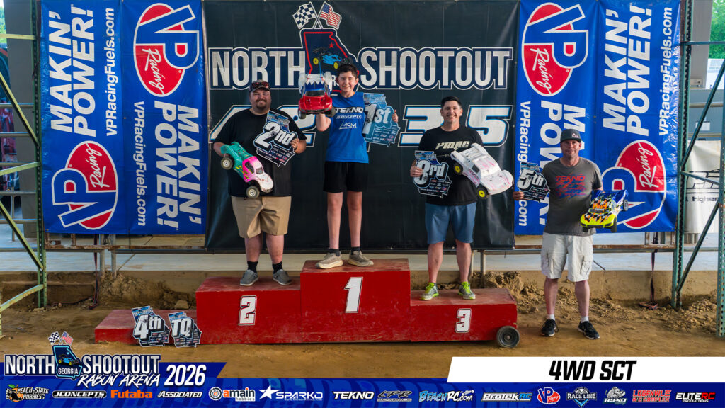 4wd SCT: 1. Donnie Williams, 2. Alex Cummings, 3. Chad Cupp, 4. Brandon Greenwell, 5. Sean Salter