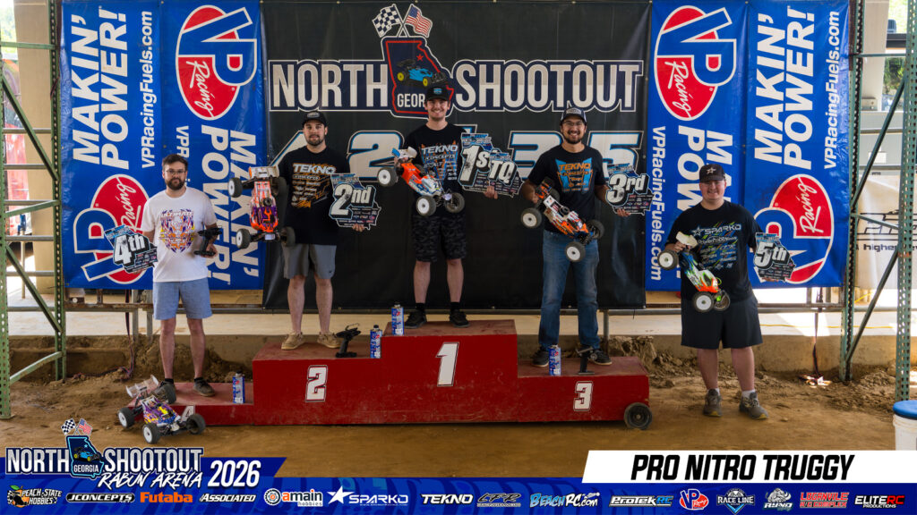 Pro Nitro Truggy: 1. Seth VanDalen, 2. Cole Kasten, 3. Jared Wiggins, 4. Cole Ogden, 5. Aidan Ridgeway