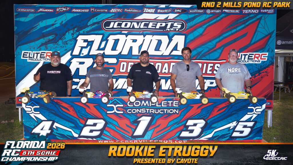 Rookie ETruggy: 1. Ociel Corado, 2. Edward Taylor, 3. Joey Medders, 4. Keenan White, 5. William Tolksdorf