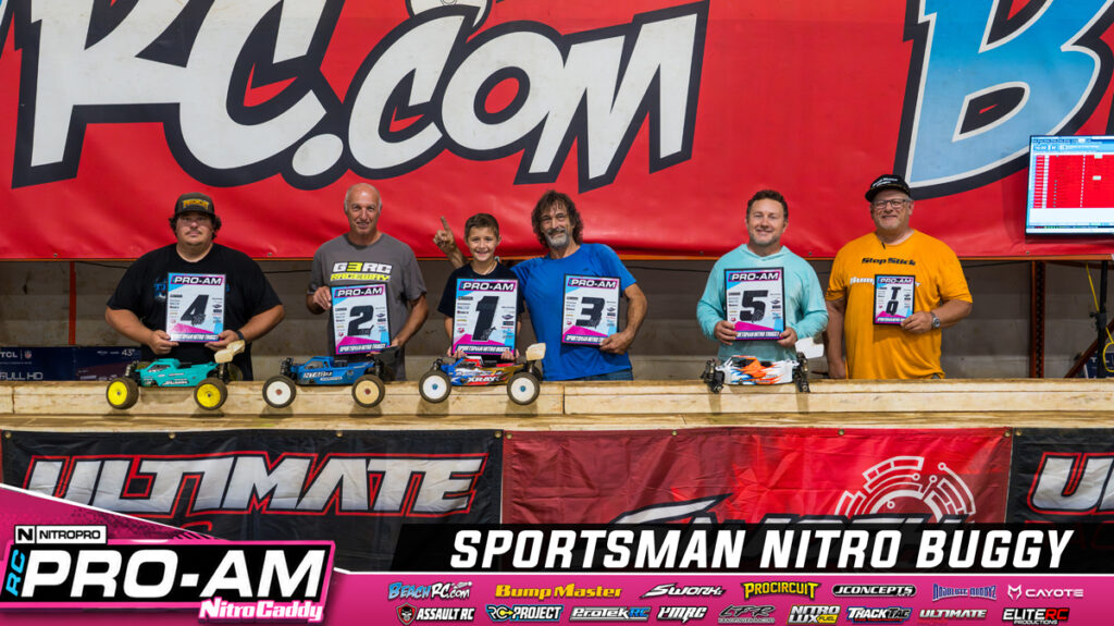 Nitrolux Sportsman Nitro Truggy: 1. Carter Bright, 2. Davy Tallent, 3. Charlie Lay, 4. Chris Harris, 5. Kesley Alves