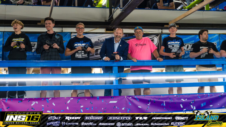Dr. Brad Bark, Mayor of the City of Muscatine during a visit to JConcepts INS16 Island Speedway on Saturday, June 13, 2026. Scene: Drivers Stand Candid.