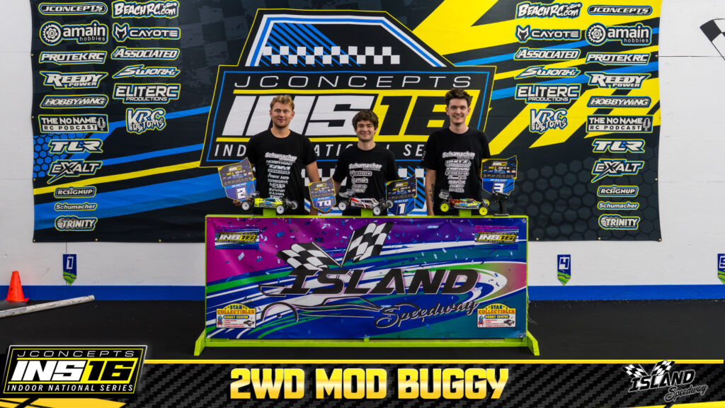 2wd Mod Buggy: 1. TOM RINDERKNECHT, 2. DANIEL KOBBEVIK, 3. BROC CHAMPLIN,