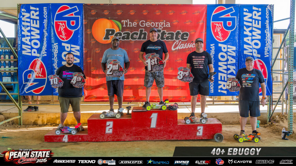 40+ EBuggy top five holding awards on the podium at the 2026 Georgia Peach State Classic.
