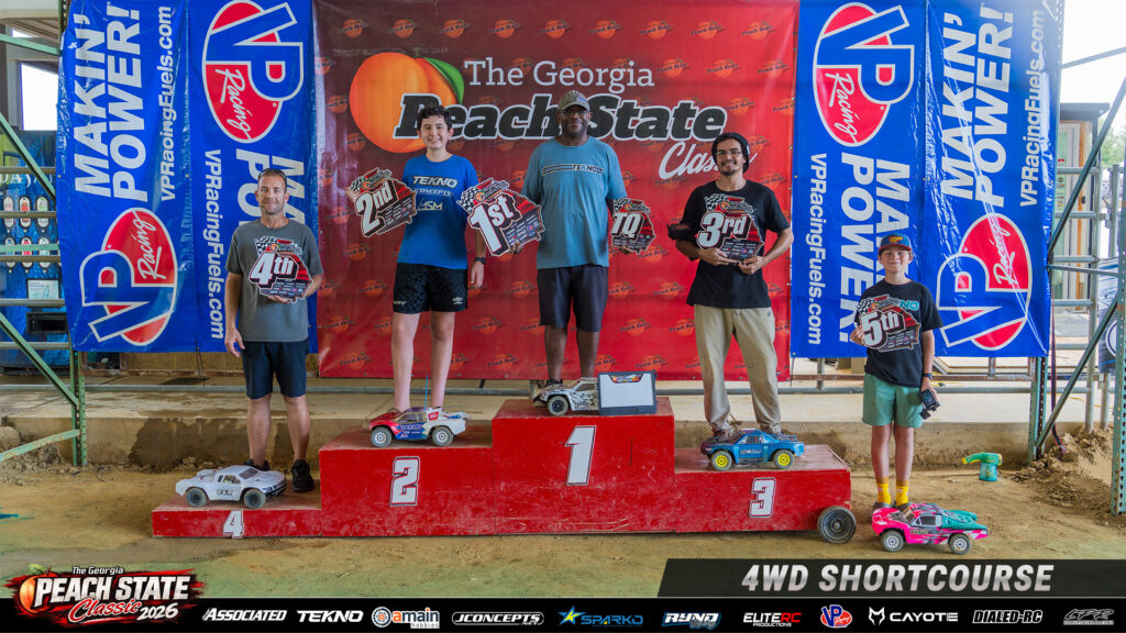 4WD Short Course top five holding awards on the podium at the 2026 Georgia Peach State Classic.