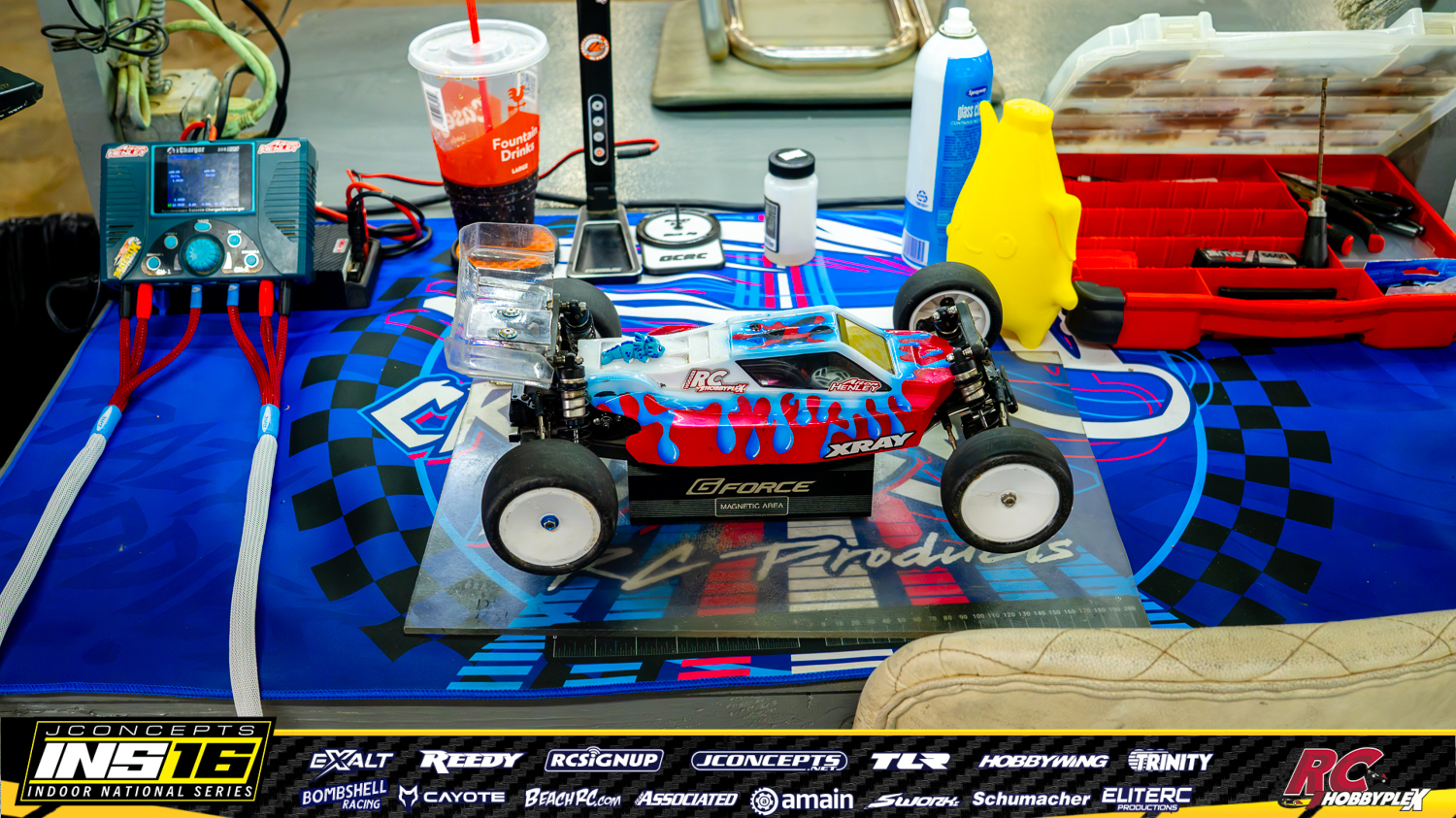 Alton Henley’s XRAY buggy in the pits at the 2026 JConcepts INS Finals